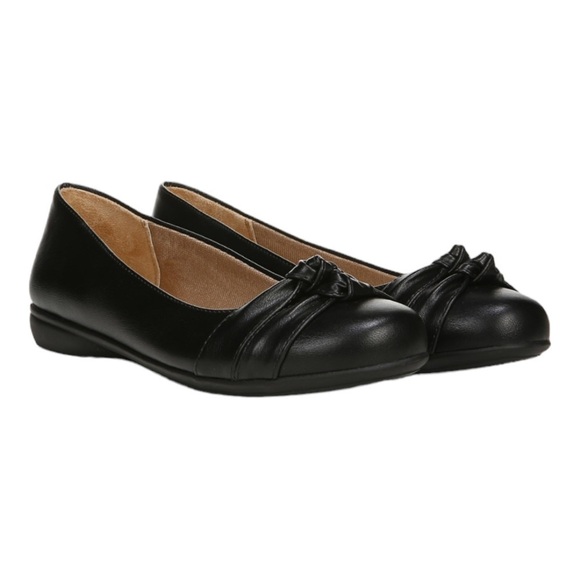 LIFESTRIDE ANIKA WOMENS FAUX LEATHER KNOT FRONT BALLET FLATS in black - Picture 1 of 16